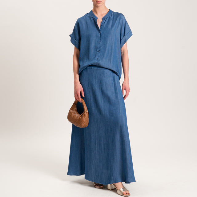Zeroassoluto-Gonna KAY denim in tencel elastico dietro - denim
