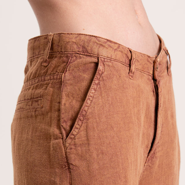 Dixie-Pantalone lino stone wash - rust