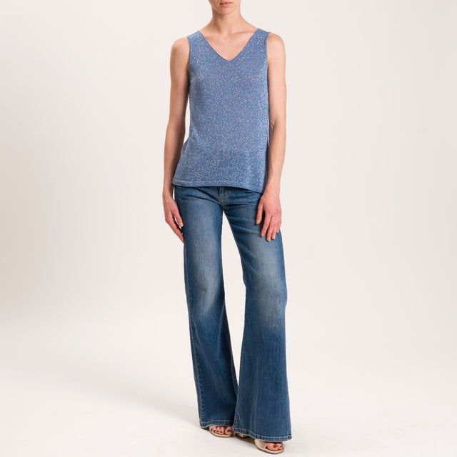 Zeroassoluto-Top in lurex taglio vivo - jeans