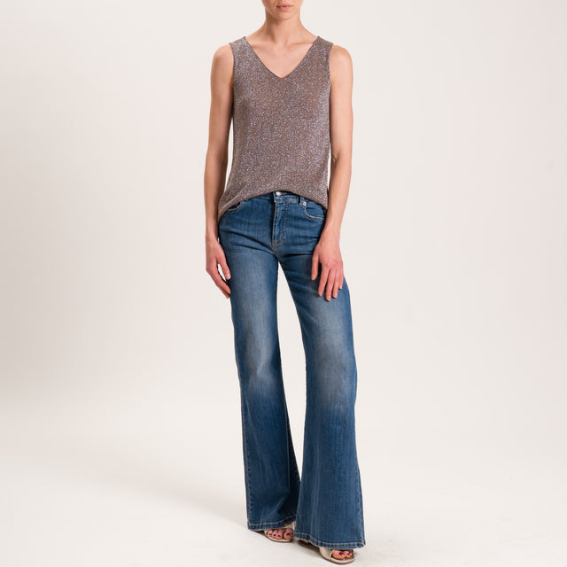 Zeroassoluto-Top in lurex taglio vivo - moro