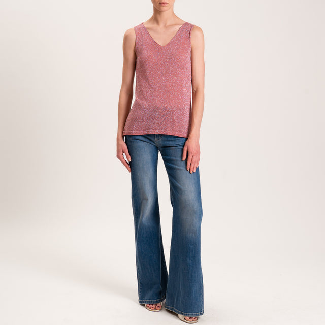 Zeroassoluto-Top in lurex taglio vivo - blush
