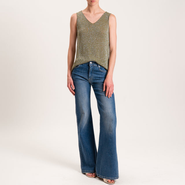 Zeroassoluto-Top in lurex taglio vivo - militare