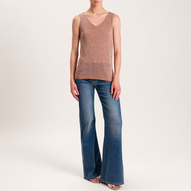 Zeroassoluto-Top in lurex taglio vivo - coccio
