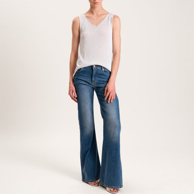 Zeroassoluto-Top in lurex taglio vivo - platino