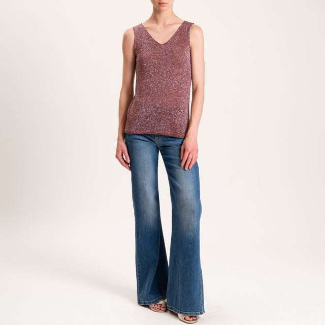 Zeroassoluto-Top in lurex taglio vivo - mattone