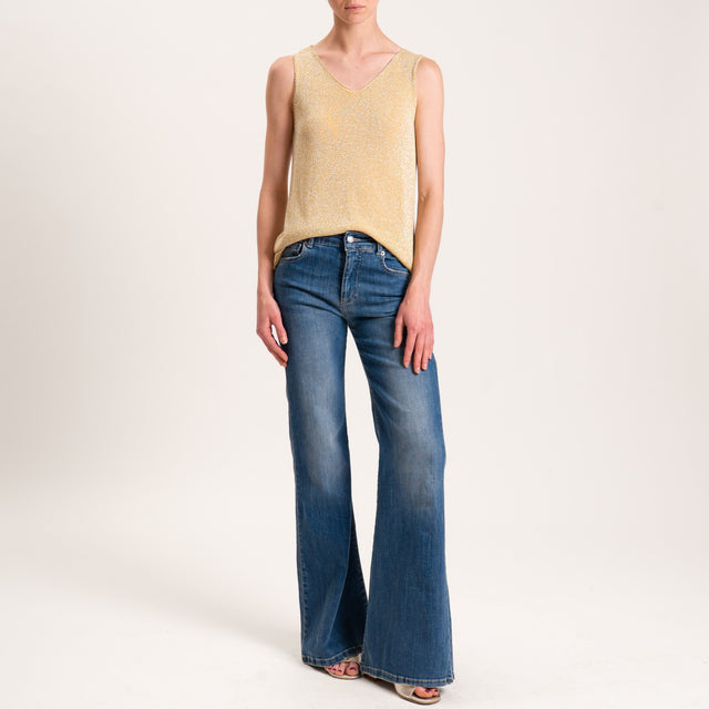 Zeroassoluto-Top in lurex taglio vivo - lime