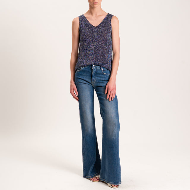 Zeroassoluto-Top in lurex taglio vivo - blu