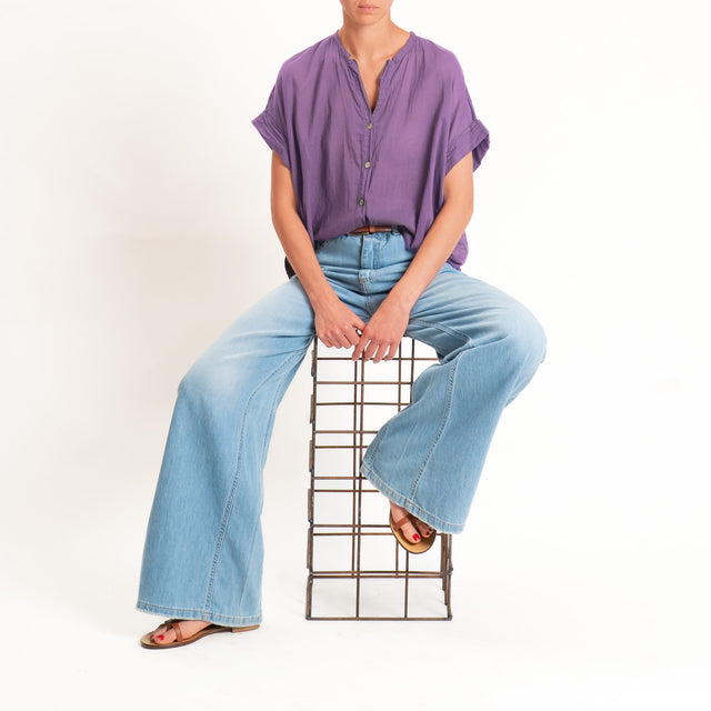 Tensione in-Camicia in mussola manica scesa - viola