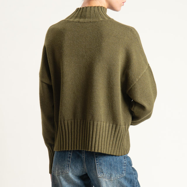 Zeroassoluto-Maglia collo montato bordi a coste - militare