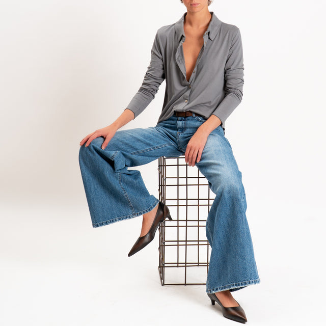 Zeroassoluto-Camicia CARLY in jersey elasticizzato - piombo
