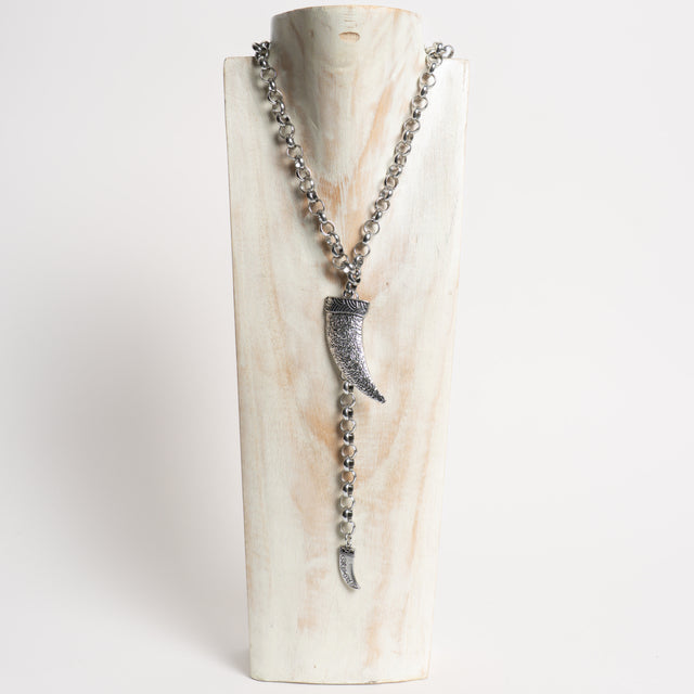 W by Whitemood-Collana catena anelli due corni - silver