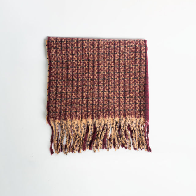 Vicolo-Sciarpa quadri - vino/camel