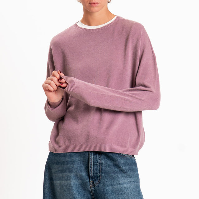Zeroassoluto-Maglia scatola girocollo - mauve