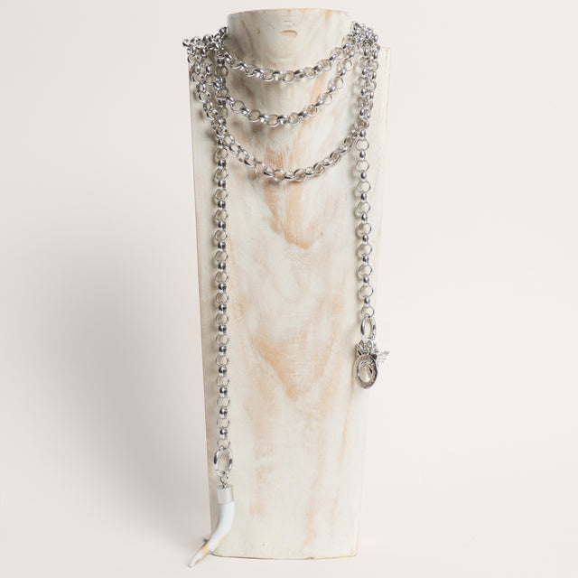 W by Whitemood-Collana doppio giro corno e pendenti - silver