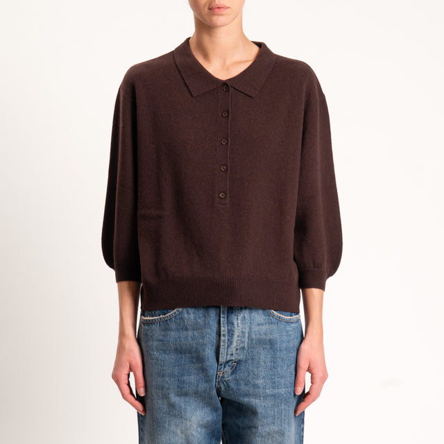 Motel-Maglia 100 % lana collo polo - moro