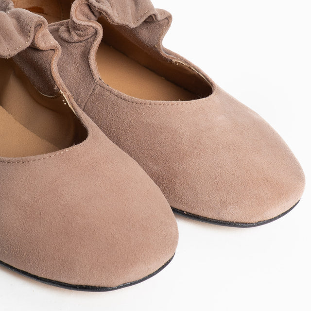 Divine Follie-Ballerina in camoscio con cinturino - nude