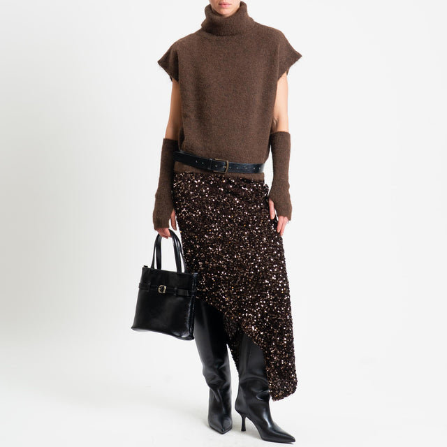 Tensione in-Gonna asimmetrica con paillettes - moro