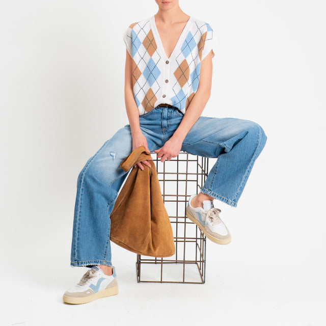 Tensione in-Gilet in maglia argyle - burro/tabacco/azzurro