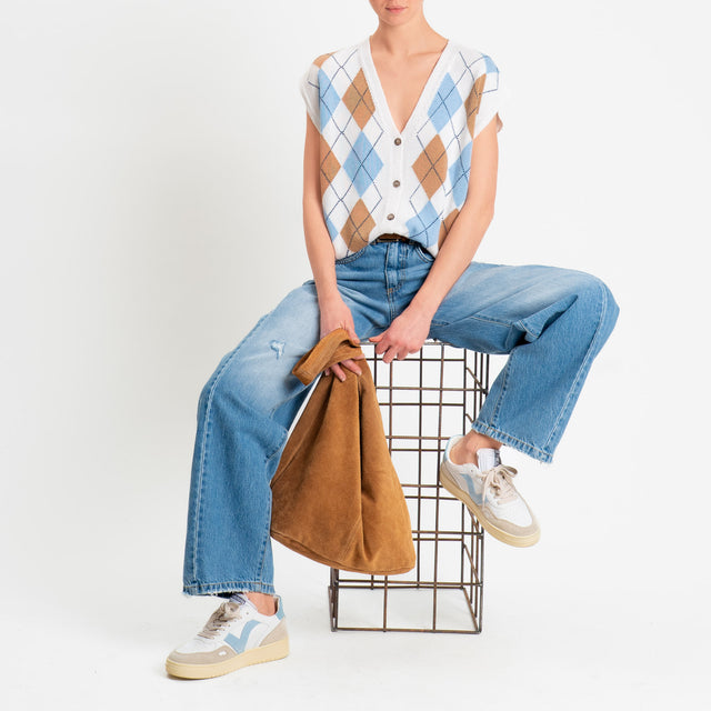 Tensione in-Gilet in maglia argyle - burro/tabacco/azzurro