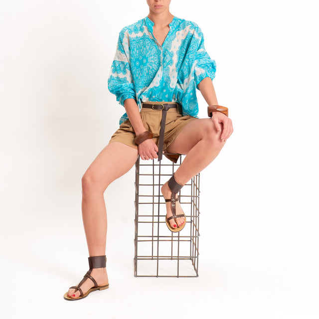 Tensione in-Camicia mussola fantasia bandana - turchese/latte