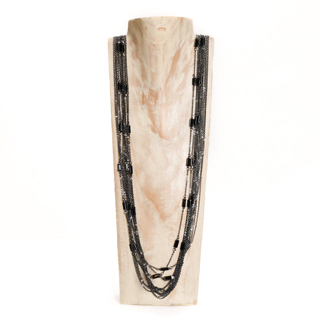 W by Whitemood-Collana multifilo con gioiello - nero
