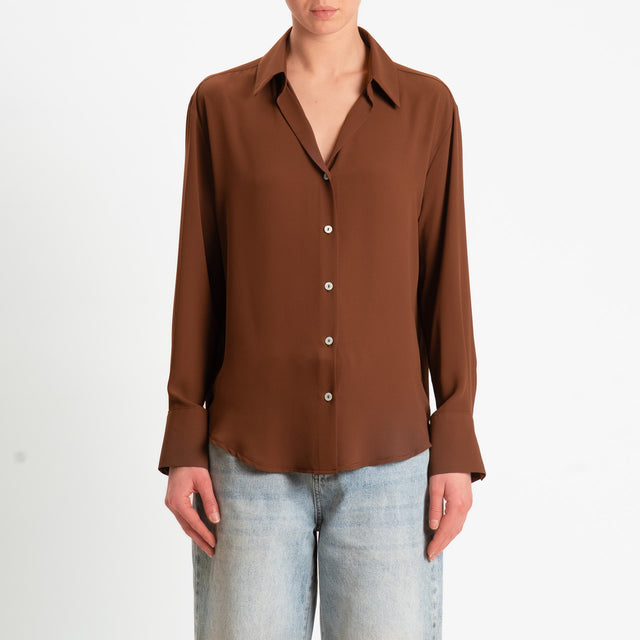 Zeroassoluto-Camicia CLAY MANO SETA - choco