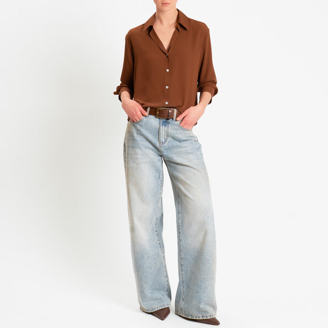 Zeroassoluto-Camicia CLAY MANO SETA - choco