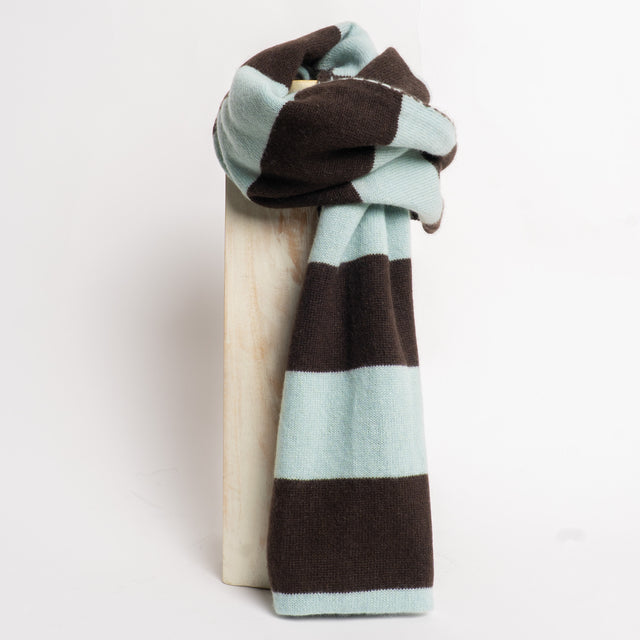 Vicolo-Sciarpa a righe lana e cashmere - polvere/moro