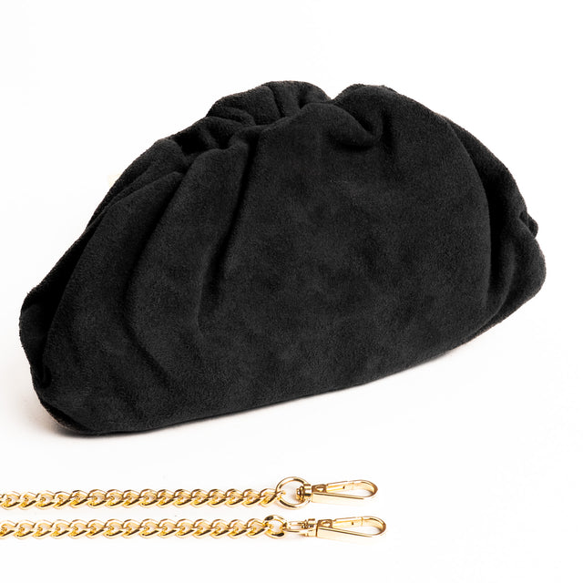 W by Whitemood-Mini clutch in camoscio - nero