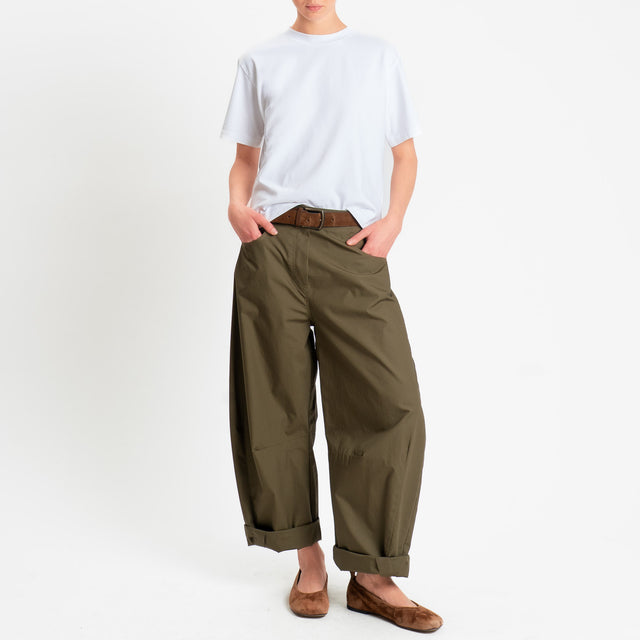 Philia Loft-Pantalone barrel in popeline di cotone - militare