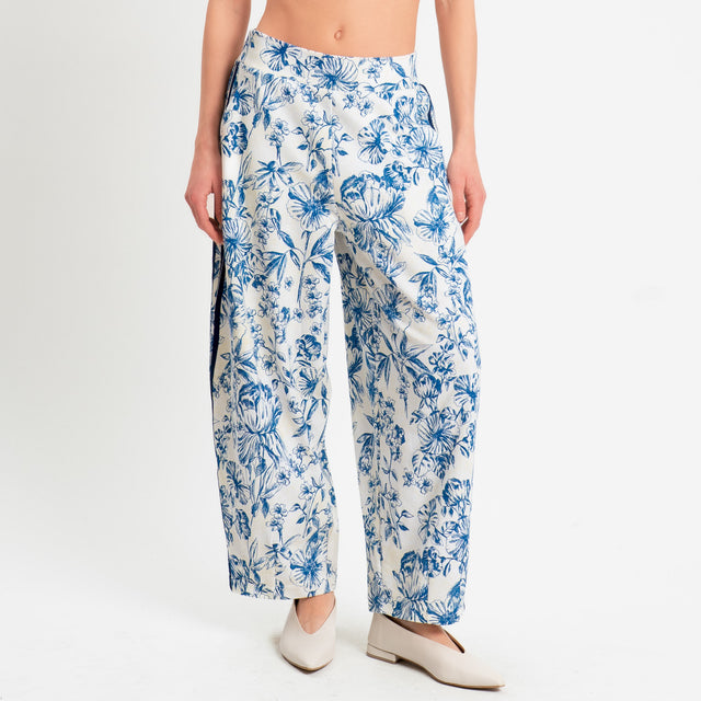 Motel-Pantalone in felpa mandarin fantasia bande laterali - burro/latte