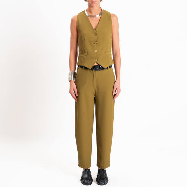 Zeroassoluto-Completo gilet+pantalone tessuto fluido - olio