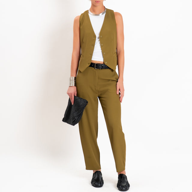 Zeroassoluto-Completo gilet+pantalone tessuto fluido - olio