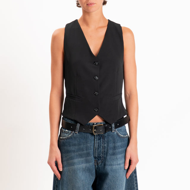Zeroassoluto-Completo gilet+pantalone tessuto fluido - nero