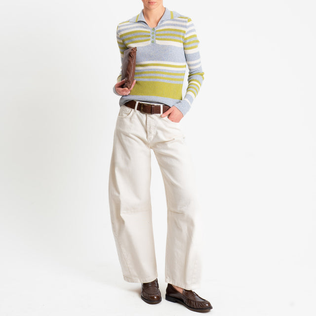 Haveone-Maglia collo pollo a costine - grigio/latte/acido