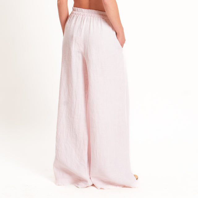 Motel-Pantalone 100% lino elastico con coulisse - rosa