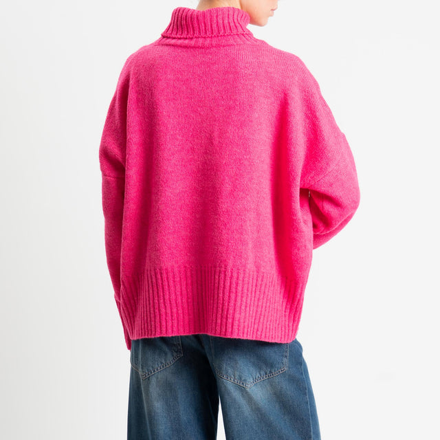 Motel-Maglia collo alto misto lana - fucsia