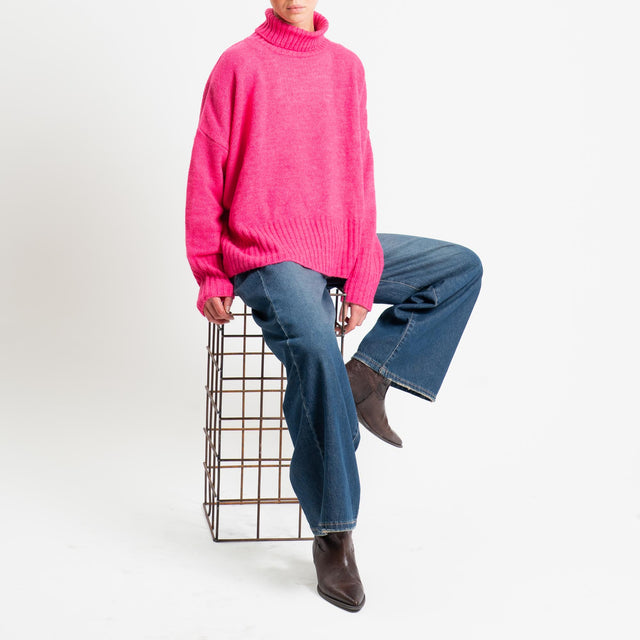 Motel-Maglia collo alto misto lana - fucsia