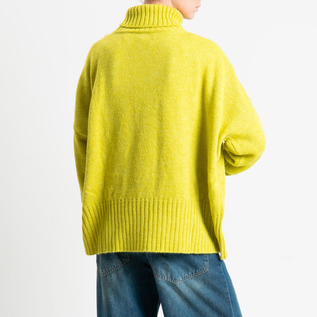 Motel-Maglia collo alto misto lana - lime