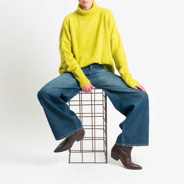 Motel-Maglia collo alto misto lana - lime