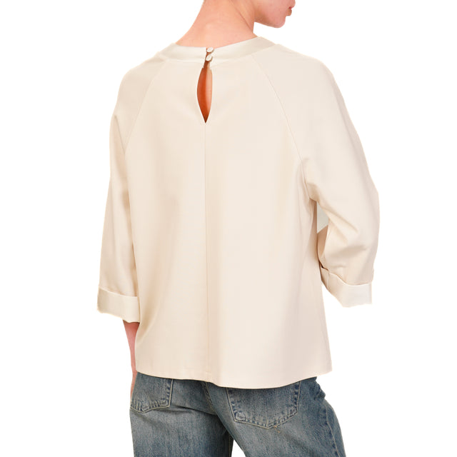 Imperial-Blusa punto milano manica 3/4 - burro