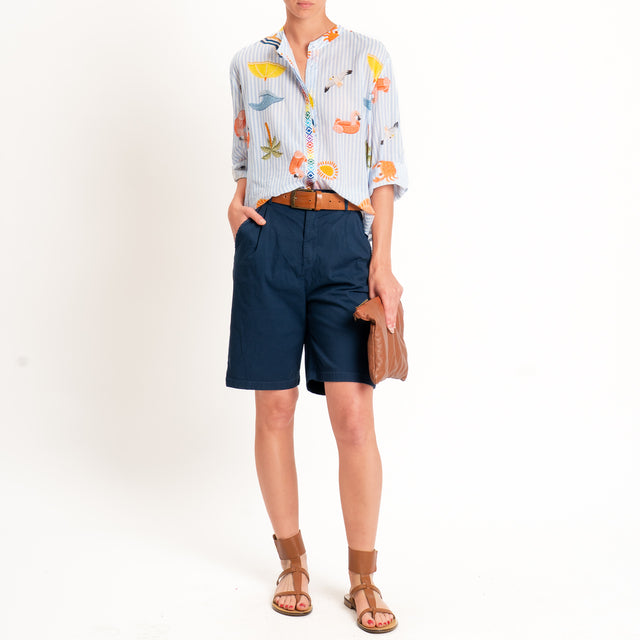 Zeroassoluto-Bermuda LORA cotone elastico dietro - blu