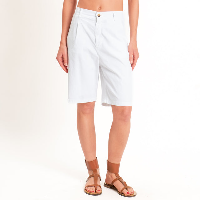 Zeroassoluto-Bermuda LORA cotone elastico dietro - bianco
