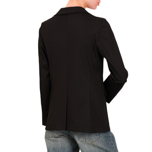 Zeroassoluto-Giacca JONI punto milano spacco dietro SLIM FIT - nero