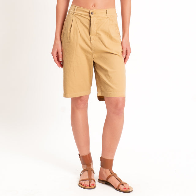 Zeroassoluto-Bermuda LORA cotone elastico dietro - desert