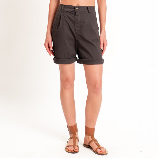 Zeroassoluto-Bermuda LORA cotone elastico dietro - choco