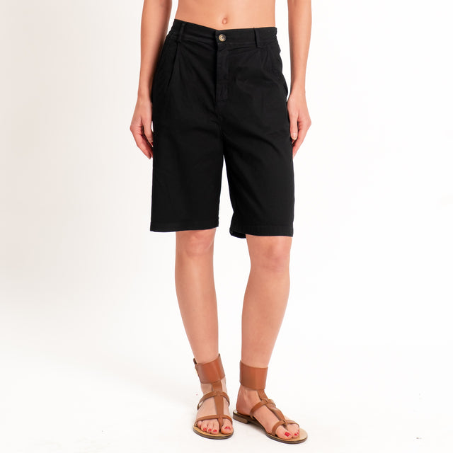 Zeroassoluto-Bermuda LORA cotone elastico dietro - nero