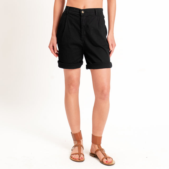 Zeroassoluto-Bermuda LORA cotone elastico dietro - nero