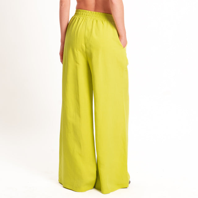 Motel-Completo top a fascia+pantalone misto lino - lime