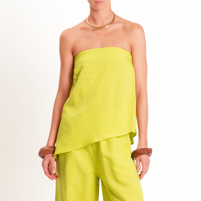 Motel-Completo top a fascia+pantalone misto lino - lime